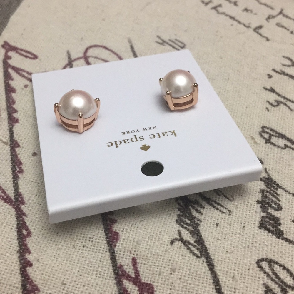 NWT Kate Spade Pearl Rose Gold Earrings - Picture 3 of 6